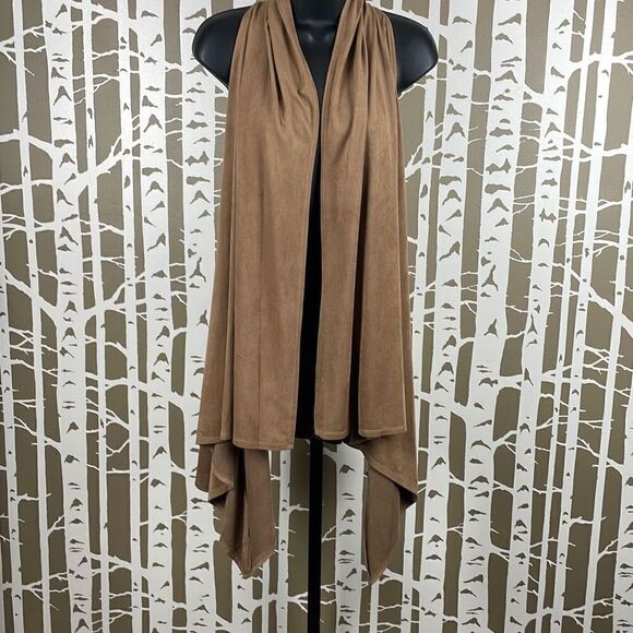 Max Edition Vicuna Faux Suede Square Lapel Racerback Vest S NEW - Picture 1 of 9